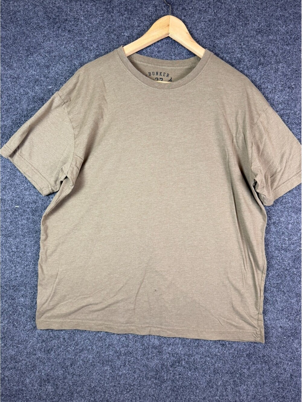 Bunker 27 T Shirt Mens XL Tan Brown Plain Solid Short Sleeve Military Aviation